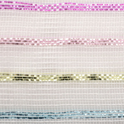 10" Poly Jute Matte Stripe Mesh: White & Metallic Pastels