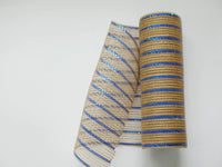 
              10" Blue Metallic Stripes Burlap Mesh
            