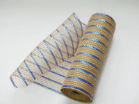 
              10" Blue Metallic Stripes Burlap Mesh
            