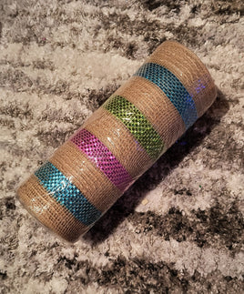 10" Metallic Stripes Burlap Mesh