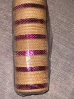 
              10" Pink Metallic Stripes Burlap Mesh
            