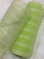 
              10" Lime Green And White Striped Deco Mesh
            