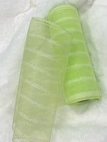 
              10" Lime Green And White Striped Deco Mesh
            