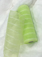 
              10" Lime Green And White Striped Deco Mesh
            