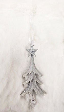 Layered White Glitter Christmas Tree Ornament