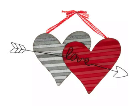 Galvanized Metal Hearts LOVE Wall Decor