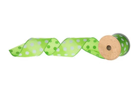 Polka Dot Satin Wired Edge Ribbon - 2 1/2"