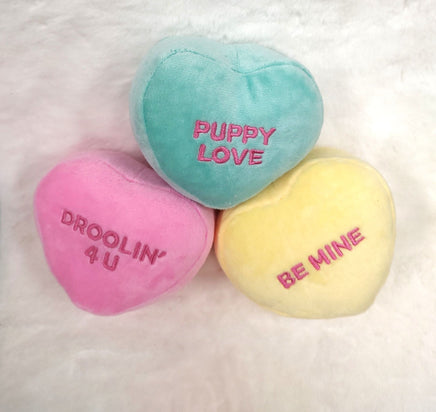 Conversation Heart Dog Toys (Set of 3)