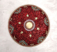 
              Red Jeweled & Beaded Candle Holder
            