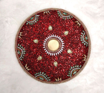 Red Jeweled & Beaded Candle Holder