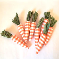 
              Set of 8 - Small Orange & White Gingham/Plaid Carrots
            