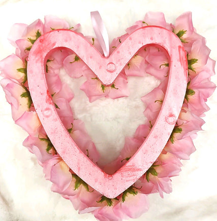 Pink Flower Hanging Heart Decor