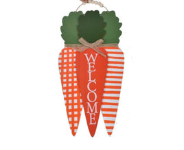 Hanging Wooden Carrot Shape Welcome Sign