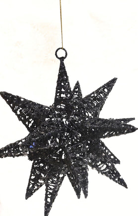 8" Black Glitter Star Ornament