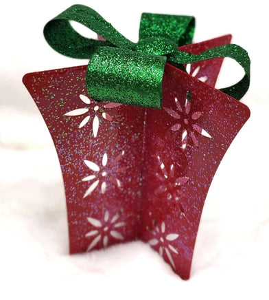 Metal Red and Green Glittered Present Decor