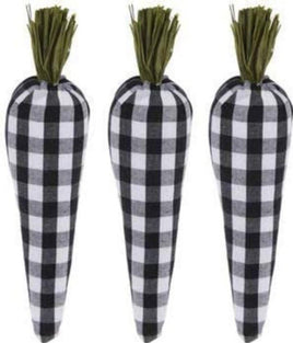 Black and White Gingham/Plaid Carrots - Set of 3