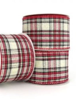 Red, Green, And Gold Plaid Christmas Ribbon- 2.5"X5yd