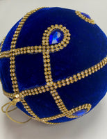 
              Blue & Gold Jeweled Ball Ornament
            