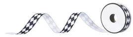 Black & White Harlequin Grosgrain Ribbon - 5/8"X12Ft.