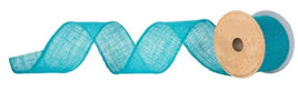 Wired Edge Turquoise Blue Burlap Ribbon-2.5"X5yd