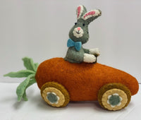 
              Felted Easter Bunny In Carrot Car
            