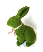 
              Green Flocked Sitting Bunny With Bow
            