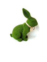 
              Green Flocked Sitting Bunny With Bow
            