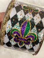 
              Mardi Gras Harlequin Fleur de Lis Ribbon - 2.5"X10yds
            