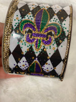 
              Mardi Gras Harlequin Fleur de Lis Ribbon - 2.5"X10yds
            