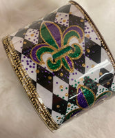 
              Mardi Gras Harlequin Fleur de Lis Ribbon - 2.5"X10yds
            