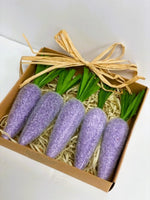 
              Set of 5- Purple Flocked Carrots
            