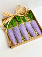 
              Set of 5- Purple Flocked Carrots
            