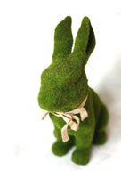 
              Green Flocked Sitting Bunny With Bow
            