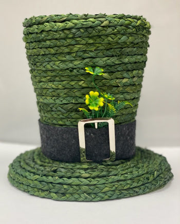 Green Straw St. Patricks Day Hat 8.5" Tall