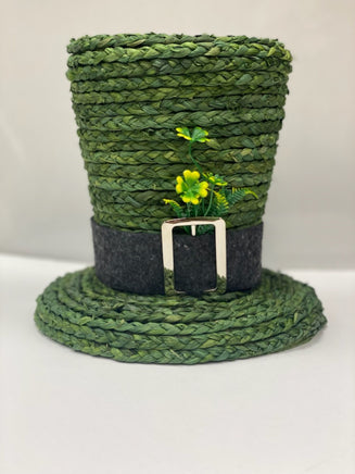 Green Straw St. Patricks Day Hat 8.5" Tall