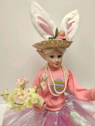 24" Pink & Iridescent Easter Bunny Elf Doll