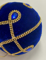 
              Blue & Gold Jeweled Ball Ornament
            