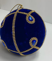 
              Blue & Gold Jeweled Ball Ornament
            