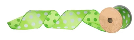 Polka Dot Satin Wired Edge Ribbon-2.5"X6yd