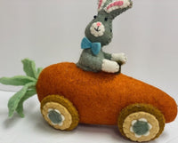 
              Felted Easter Bunny In Carrot Car
            