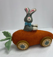 
              Felted Easter Bunny In Carrot Car
            