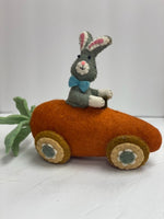 
              Felted Easter Bunny In Carrot Car
            