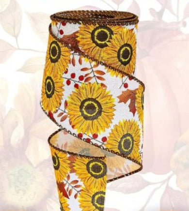 Sunflower Fall Wired Edge Ribbon-2.5"X10yd