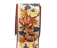 
              Pumpkin and Leaves Fall Wired Edge Ribbon-2.5"X5yd
            