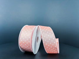 Light Pink Polka Dot Wired Ribbon-7/8"X4yd