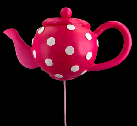 18" Hot Pink/White Tea Pot Pick