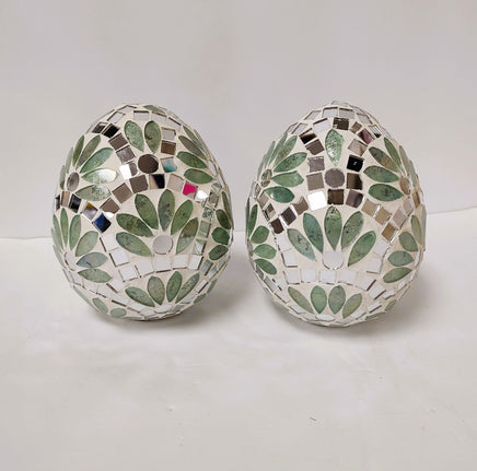 Set of 2 Green & White Eggs