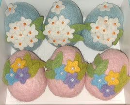 Set of 6 Felt Easter Egg Decor