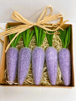 
              Set of 5- Purple Flocked Carrots
            