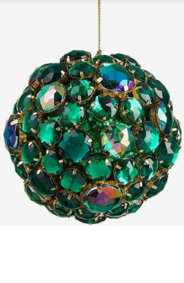 5" Large Jeweled Peacock Ball Ornament